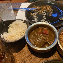 Kesar Indian takeaway - Beef Malabar Curry with white long grain rice