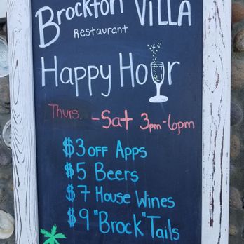 Brockton Villa Restaurant - Happy Hour Thurs-Sat 3-6pm $3 appetizers, $5 beers, $7 wines... - Seafood Near Me - La Jolla, California Brockton Villa Restaurant - Happy Hour Thurs-Sat 3-6pm $3 appetizers, $5 beers, $7 wines... - Seafood Near Me - La Jolla, California