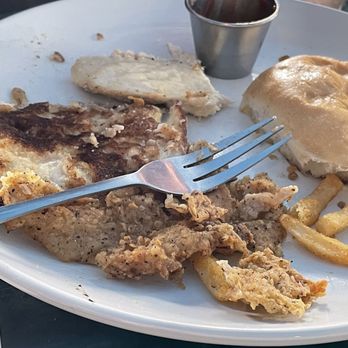 Trident Restaurant - Leftovers of the Chicken sandwich plain, breading came off and my son picked at it - Seafood Near Me - Panacea, Florida Trident Restaurant - Leftovers of the Chicken sandwich plain, breading came off and my son picked at it - Seafood Near Me - Panacea, Florida
