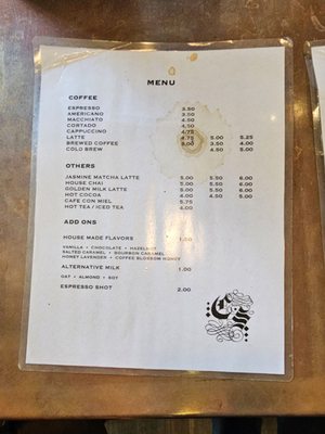 Menu photo 1 Case Study Coffee Portland, OR