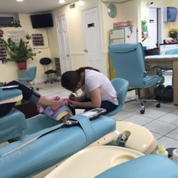 The salon appears clean and bright.