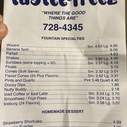 Madawaska Tastee Freeze - Menu