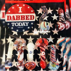 Waterbeds 'n' Stuff - Red, White and Blue-themed glass pipes