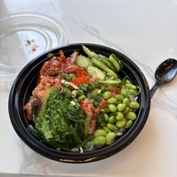 Ahi Tuna and Spicy Tuna with spicy miso sauce Ahi Tuna and Spicy Tuna with spicy miso sauce