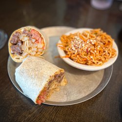 Black Sheep Burrito and Brews - California Burrito with Korean Noodle Salad