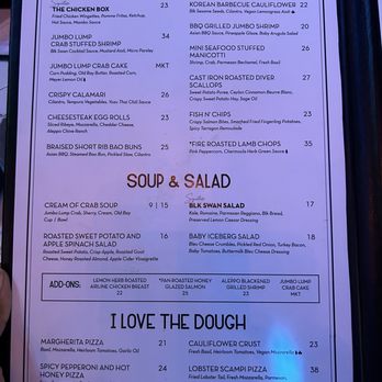BLK SWAN - Menu - New American Near Me - Baltimore, Maryland