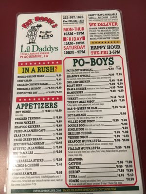 Menu photo 6 Fat Daddy's Restaurant Plaquemine, LA