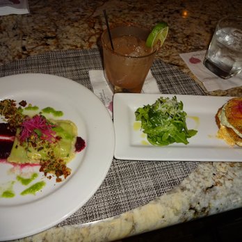 Waterfront Restaurant - Pea gremolota tapas special and the fried green tomato w/ pimiento cheese - New American Near Me - Sister Bay, Wisconsin Waterfront Restaurant - Pea gremolota tapas special and the fried green tomato w/ pimiento cheese - New American Near Me - Sister Bay, Wisconsin