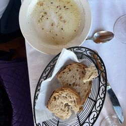 Delivery bread and dipping oil.