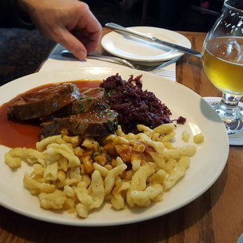 Mountain Brauhaus - Sauerbraten with red cabbage and spaetzle was almost as good as mom's - New American Near Me - Gardiner, New York Mountain Brauhaus - Sauerbraten with red cabbage and spaetzle was almost as good as mom's - New American Near Me - Gardiner, New York