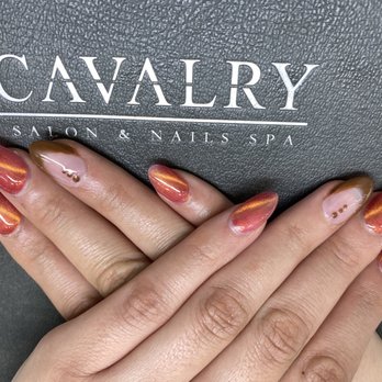 Cavalry Nail Bar - Full set, gel (copper iron) polish w design done by Binh - Waxing Near Me - Alexandria, Virginia Cavalry Nail Bar - Full set, gel (copper iron) polish w design done by Binh - Waxing Near Me - Alexandria, Virginia
