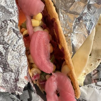 Condado Tacos - Vegetarian chorizo taco with corn, relish and pickled onions - Tacos Near Me - Mountain Brook, Alabama