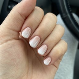 Tan/white French ombré nails