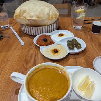 Dadash Grill - Lavash bread and lentil soup with dolma, Anatolian salsa, hummus and haydari. - Turkish Near Me - Vancouver, Washington Dadash Grill - Lavash bread and lentil soup with dolma, Anatolian salsa, hummus and haydari. - Turkish Near Me - Vancouver, Washington