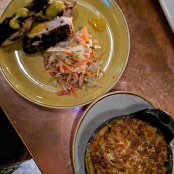 Chubby's Jamaican Kitchen - Jerk chicken (quarter) with slaw. Port Royal Mac N Cheese (right). - Caribbean Near Me - Toronto, Ontario