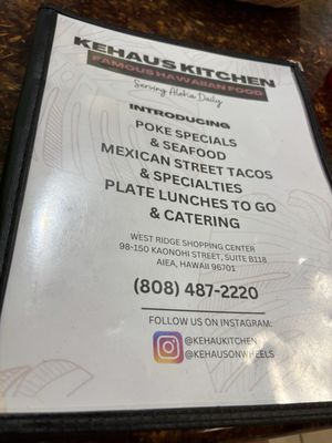 Menu photo 4 Kehau's Kitchen Aiea, HI