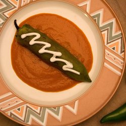 Red Mesa Cuisine - Stuffed New Mexico green chile served with an organic tomato sauce.