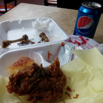 Crispy Fried Chicken - Forgot the before pic. 2piece combo or what's left of it.. - Chicken Wings Near Me - San Diego, California