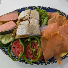 Smoked fish platter for two at Poppies, Delray Beach Smoked fish platter for two at Poppies, Delray Beach