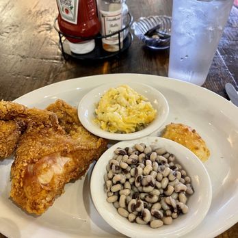 Clayton Cafe - Fried chicken, blackeyed peas, hash brown casserole, cheddar biscuit. - Southern Near Me - Clayton, Georgia Clayton Cafe - Fried chicken, blackeyed peas, hash brown casserole, cheddar biscuit. - Southern Near Me - Clayton, Georgia