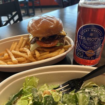 The Go To - Classic smash burger, fries, Caesar salad and blueberry kombucha - Burgers Near Me - Louisburg, Kansas The Go To - Classic smash burger, fries, Caesar salad and blueberry kombucha - Burgers Near Me - Louisburg, Kansas