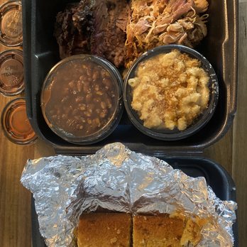 Mission BBQ - Meat sampler #2 meats Brisket , Pulled Chicken Baked beans w/Brisket Cornbread Mac & Cheese - Barbeque Near Me - Newport News, Virginia Mission BBQ - Meat sampler #2 meats Brisket , Pulled Chicken Baked beans w/Brisket Cornbread Mac & Cheese - Barbeque Near Me - Newport News, Virginia