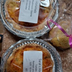 Sarah's Homemade - Tomato pie, oh yeah, broccoli mushroom quiche, yep & a couple white chocolate lemon cookies, yes please!!
