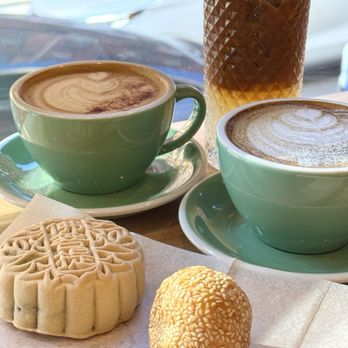 Paper Sons Cafe - Black Sesame Vegan Mooncake, Sesame Mochi Ball, Silk + Smoke (Black Sesame Vanilla Latte, Mocha, Espresso Sparkling Lemonade - Coffee & Tea Near Me - New York, New York Paper Sons Cafe - Black Sesame Vegan Mooncake, Sesame Mochi Ball, Silk + Smoke (Black Sesame Vanilla Latte, Mocha, Espresso Sparkling Lemonade - Coffee & Tea Near Me - New York, New York
