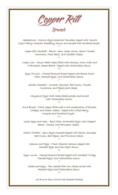 Menu photo 8 Copper Rill Restaurant Idaho Falls, ID