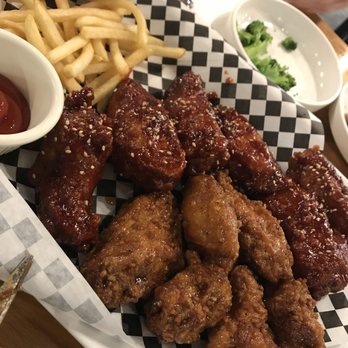 Koreatown - spicy / garlic wings w "waffle fries." tasty wing flavors. nomnomnom - Korean Near Me - Mesa, Arizona Koreatown - spicy / garlic wings w "waffle fries." tasty wing flavors. nomnomnom - Korean Near Me - Mesa, Arizona