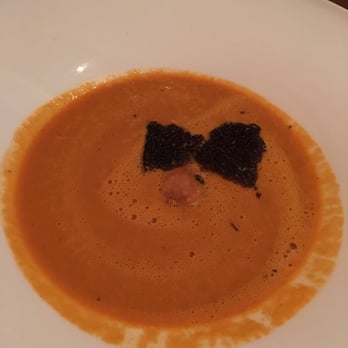 Restaurant Serenade - Tomato bisque with crouton and truffle (Please note this is the soup we found foil inside) - American Near Me - Chatham, New Jersey Restaurant Serenade - Tomato bisque with crouton and truffle (Please note this is the soup we found foil inside) - American Near Me - Chatham, New Jersey