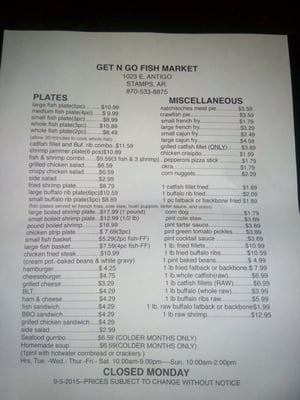 Menu photo 1 Get & Go Fish Market Stamps, AR Menu photo 1 Get & Go Fish Market Stamps, AR