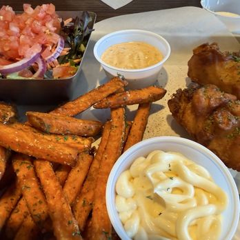 The Point Pub & Grill - Battered Cod with sweet potato fries - Wine Bars Near Me - Fort Worth, Texas The Point Pub & Grill - Battered Cod with sweet potato fries - Wine Bars Near Me - Fort Worth, Texas