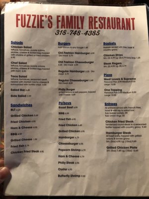 Menu photo 1 Fuzzie's Restaurant Glenmora, LA