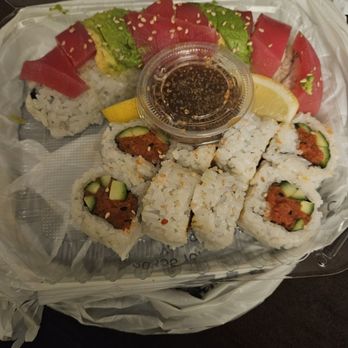 Tampopo Sushi - Hawaiian roll and spicy tuna roll to go - Sushi Bars Near Me - Yorba Linda, California
