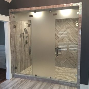 LTR Glass - Beautiful Frameless steam unit with double doors and an acid etch center panel - Auto Glass Services Near Me - Columbus, Georgia