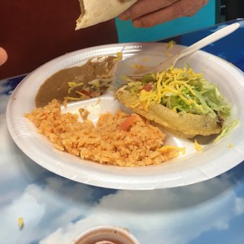 Tio Dan Puffy Tacos - Puffy taco plate. Had two tacos, beans and rice. - Mexican Near Me - Round Rock, Texas Tio Dan Puffy Tacos - Puffy taco plate. Had two tacos, beans and rice. - Mexican Near Me - Round Rock, Texas