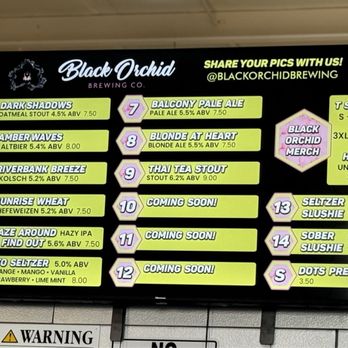 Black Orchid Brewing - menu July 2024 - Brewpubs Near Me - Modesto, California