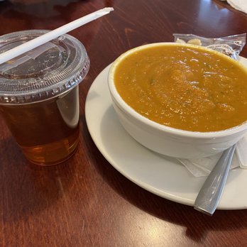 Kaffee House - Carrot ginger soup (vegan) and iced black tea - Coffee & Tea Near Me - Saratoga Springs, New York Kaffee House - Carrot ginger soup (vegan) and iced black tea - Coffee & Tea Near Me - Saratoga Springs, New York