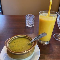 Lentil Spinach Soup& mango Lassi