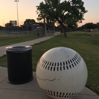Hutton Branch Trail - Trashcan-sized baseballs throughout the Josey Branch Sports Complex - Hiking Near Me - Carrollton, Texas Hutton Branch Trail - Trashcan-sized baseballs throughout the Josey Branch Sports Complex - Hiking Near Me - Carrollton, Texas