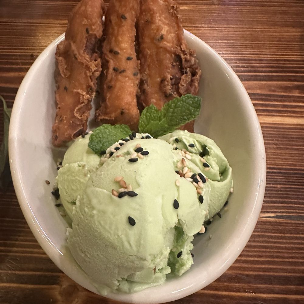 Lao Garden - Fried bananas with pandan flavored ice cream! A must try! especially the pandan ice cream! - Laotian Near Me - Berkeley, California