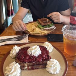 Lydia's Cafe of Wolfeboro - Raspberry French Toast with Ginger Peach Iced Tea, and the Wonderboy Sandwich with a Coke