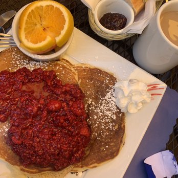 Cafe Laurent - Soleil pancakes with raspberry and coffee - French Near Me - Mar Vista, California
