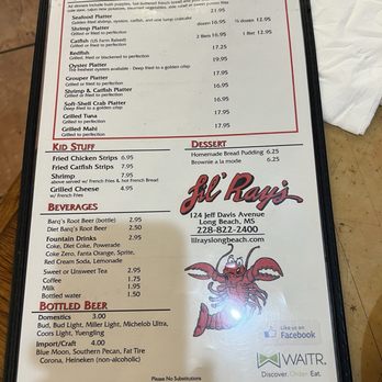Lil'ray's Restaurant - Menu - Seafood Near Me - Long Beach, Mississippi