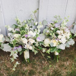 Just For You - Bride and attendant bouquets for an outdoor barn wedding.  Photo courtesy of Lauren Fair Photography.