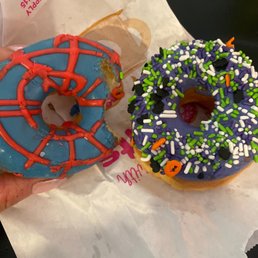 Spider-Man donut that my son took a bite off before I was able to take a pic ! So yummy and cute