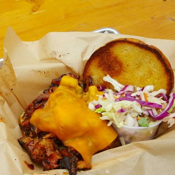 Lowry Beer Garden - Pulled pork sandwich. Super yummy! - Burgers Near Me - Denver, Colorado