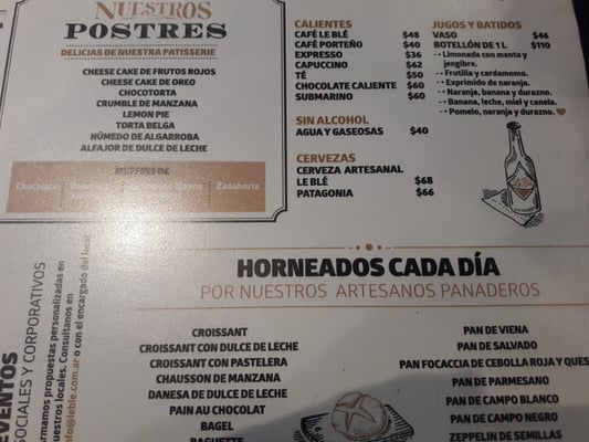 Menu photo 4 Le Blé Buenos Aires, C Menu photo 4 Le Blé Buenos Aires, C