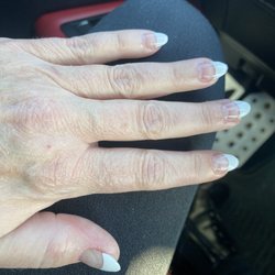 Lee Nails - Almond shaped French manicure on bitten nails. I'm very happy with them.